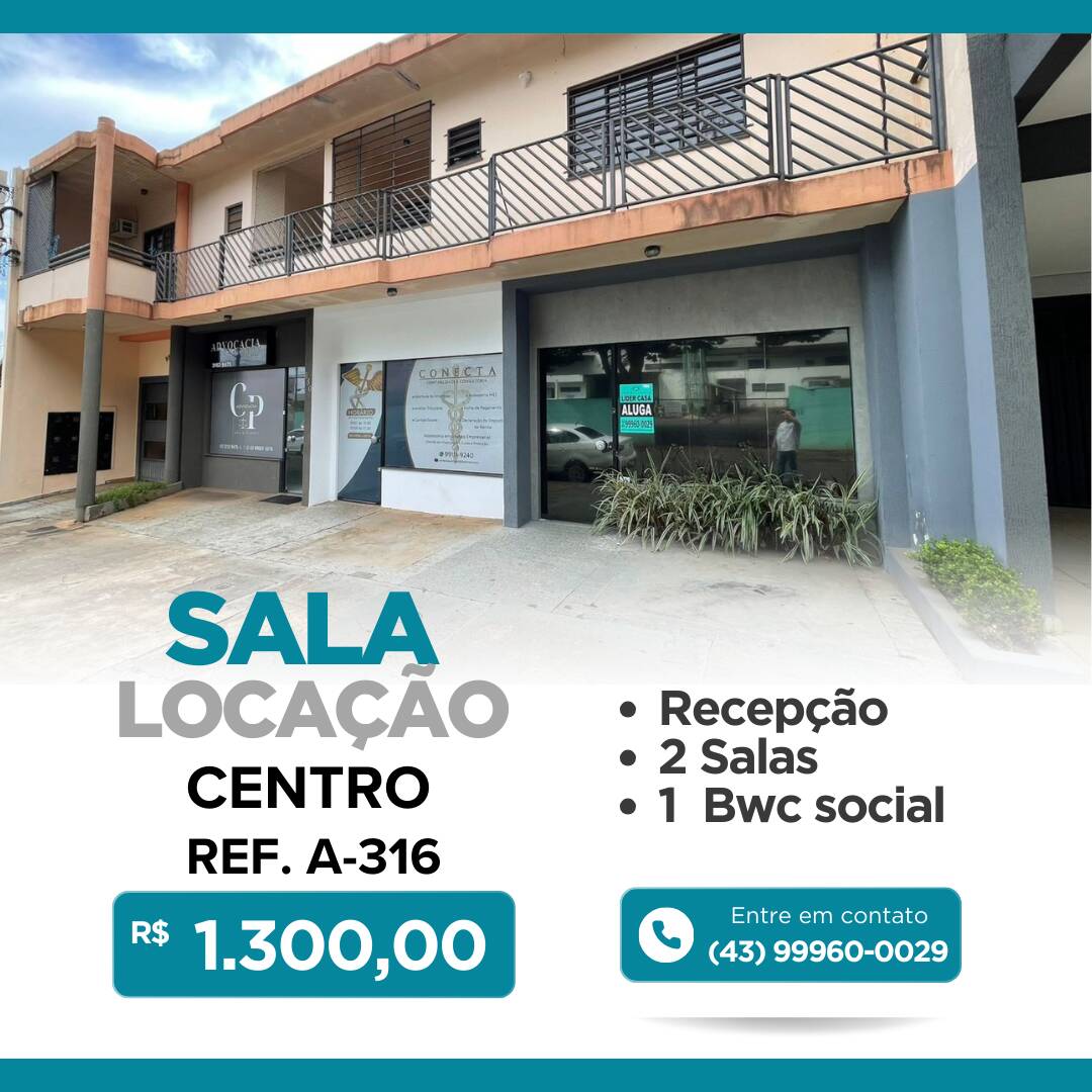 #A-316 - Sala para Locação em Arapongas - PR