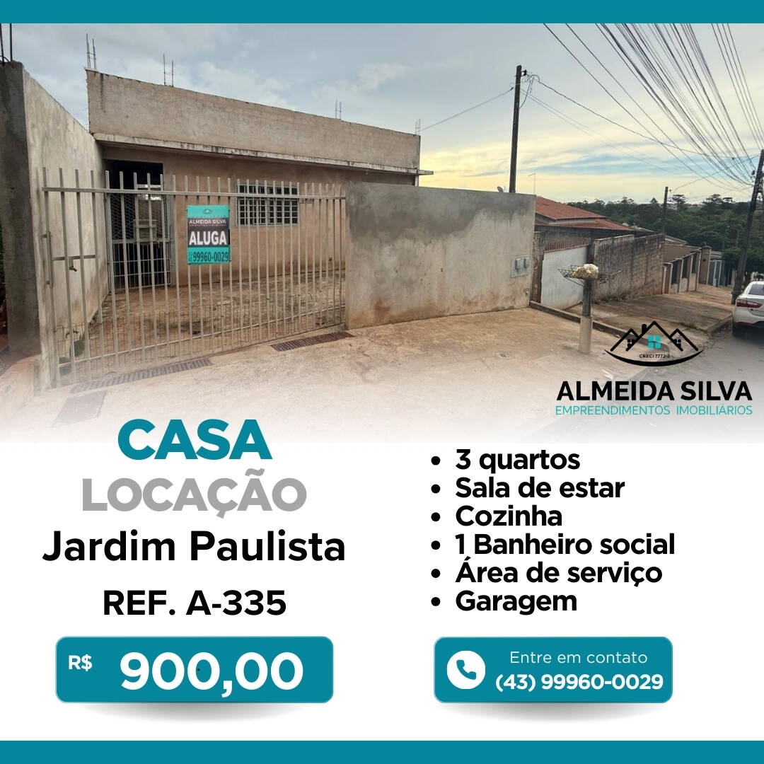 #A-335 - Casa para Locação em Arapongas - PR