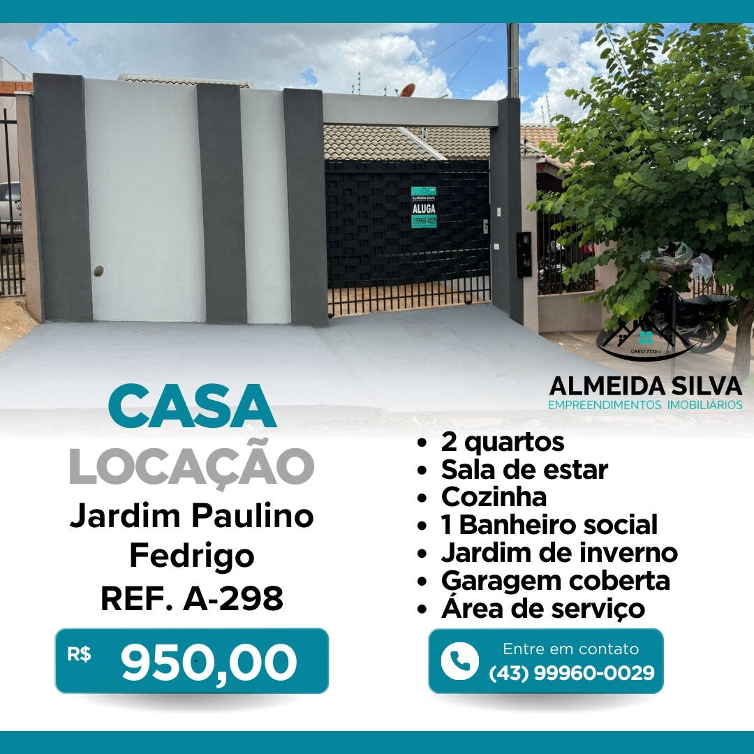 #A-298 - Casa para Locação em Arapongas - PR