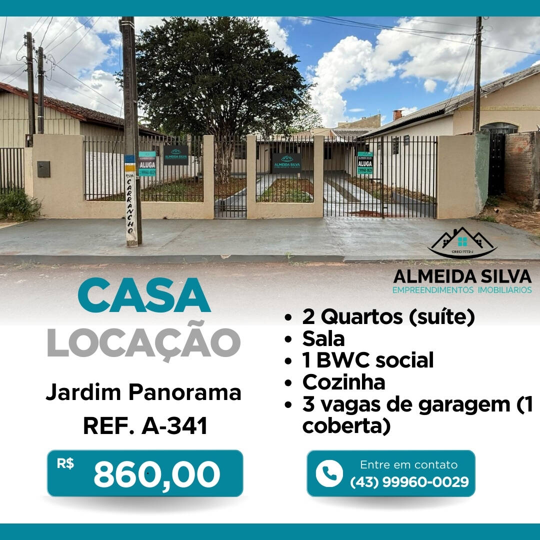 #A-341 - Casa para Locação em Arapongas - PR