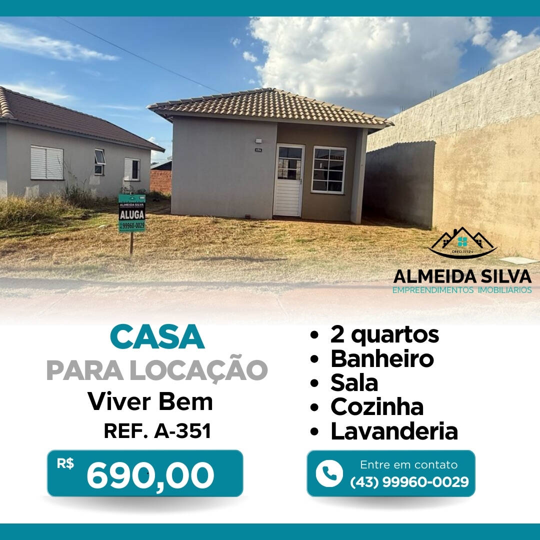 #A-351 - Casa para Locação em Arapongas - PR