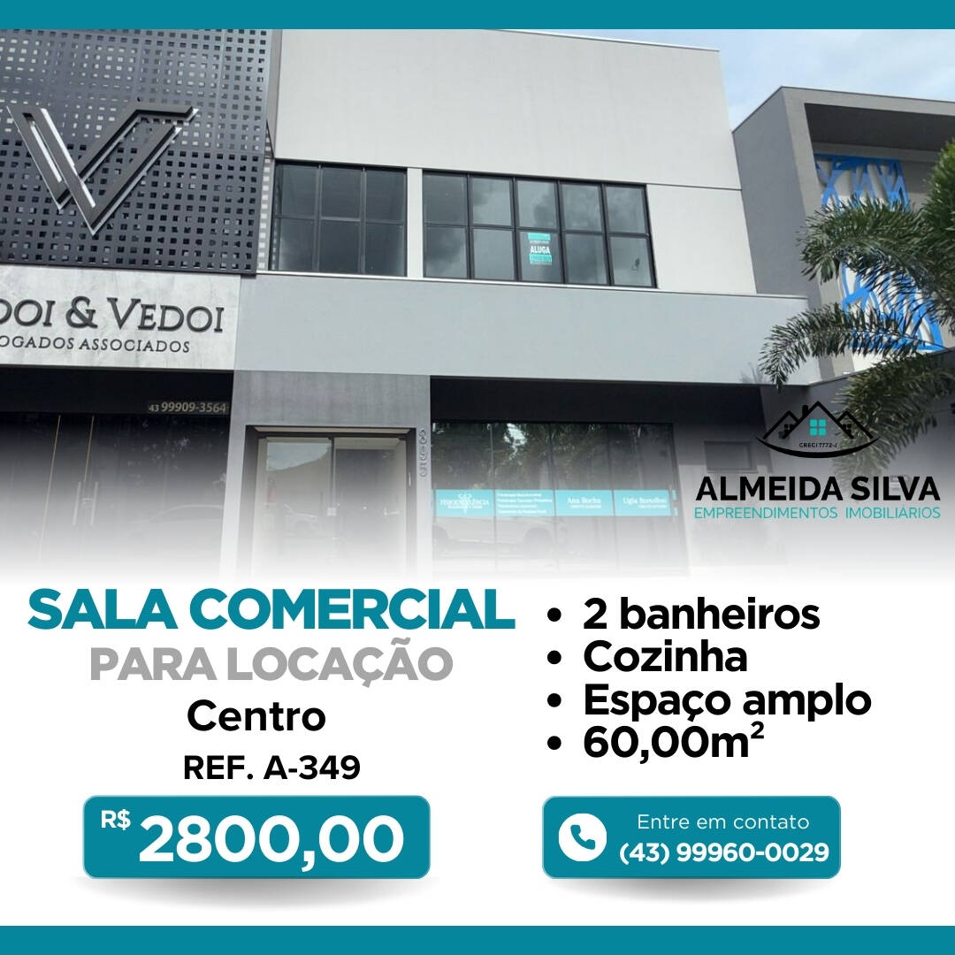 #A-349 - Sala para Locação em Arapongas - PR