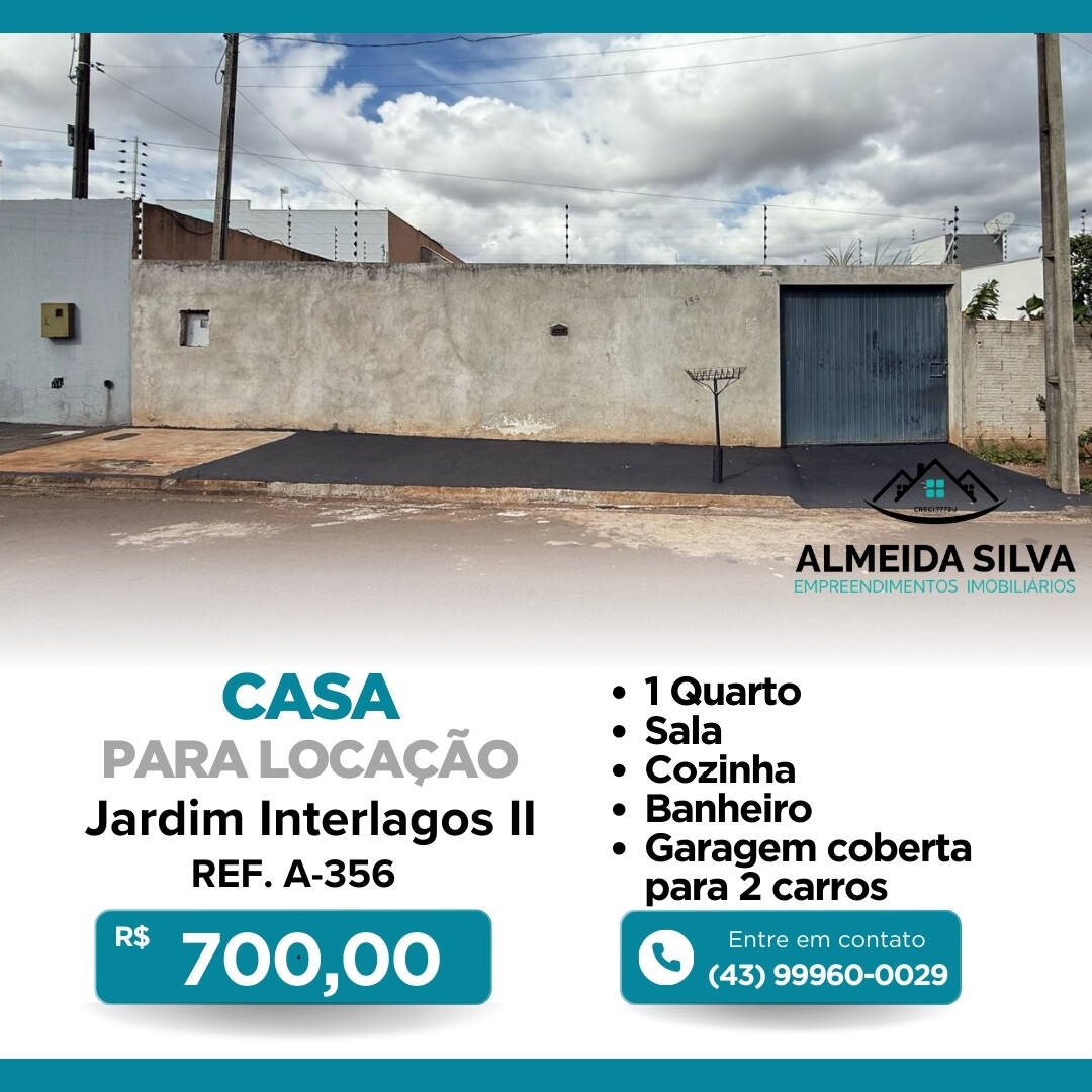 #A-356 - Casa para Locação em Arapongas - PR