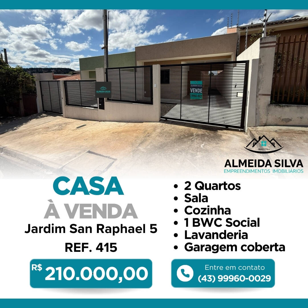 #415 - Casa para Venda em Arapongas - PR