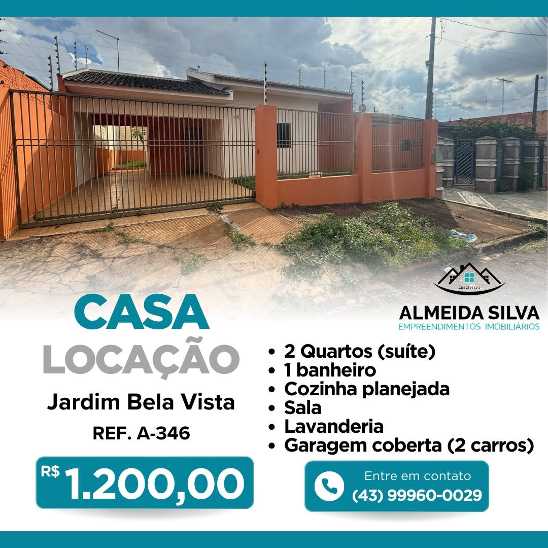 #A-346 - Casa para Locação em Arapongas - PR