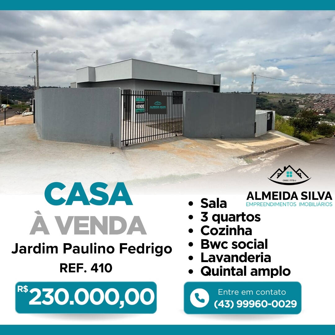 #410 - Casa para Venda em Arapongas - PR