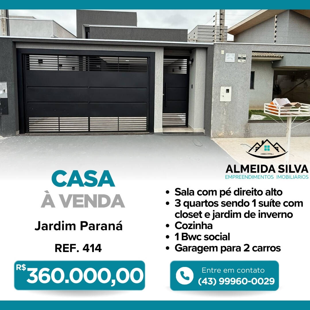 #414 - Casa para Venda em Arapongas - PR
