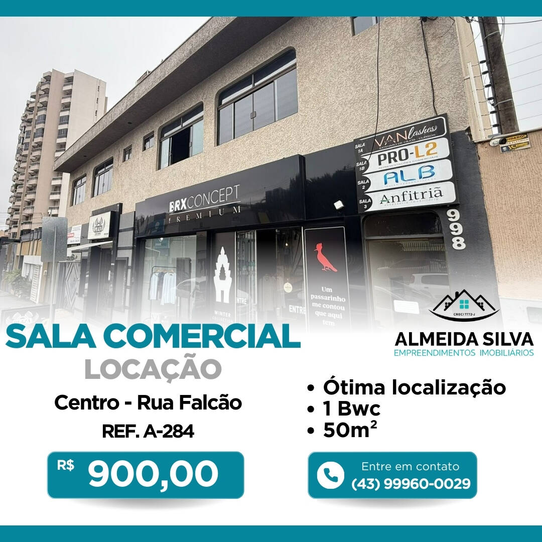 #A-284 - Sala para Locação em Arapongas - PR