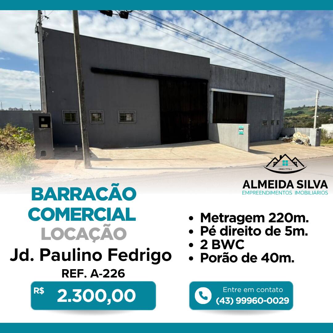 #REF. A-226 - Casa para Locação em Arapongas - PR