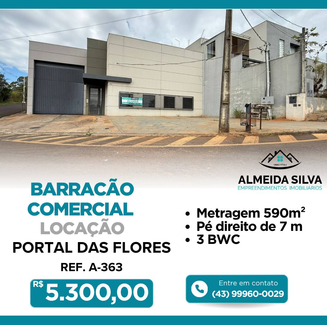 #A-363 - Ponto Comercial para Locação em Arapongas - PR