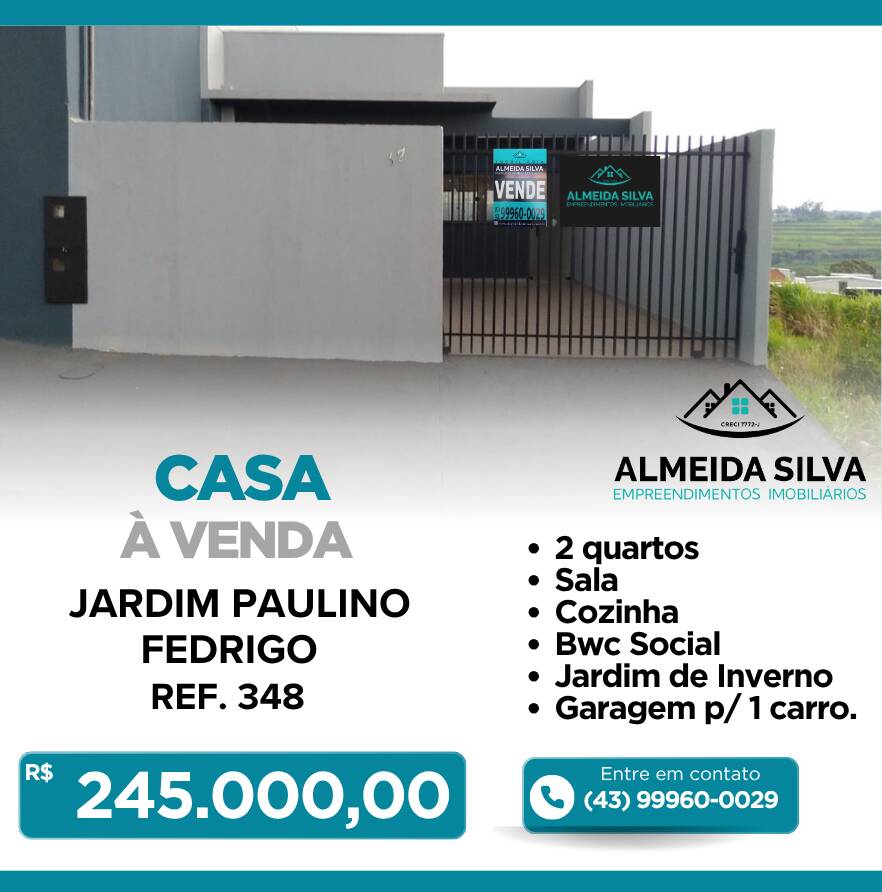 #348 - Casa para Venda em Arapongas - PR