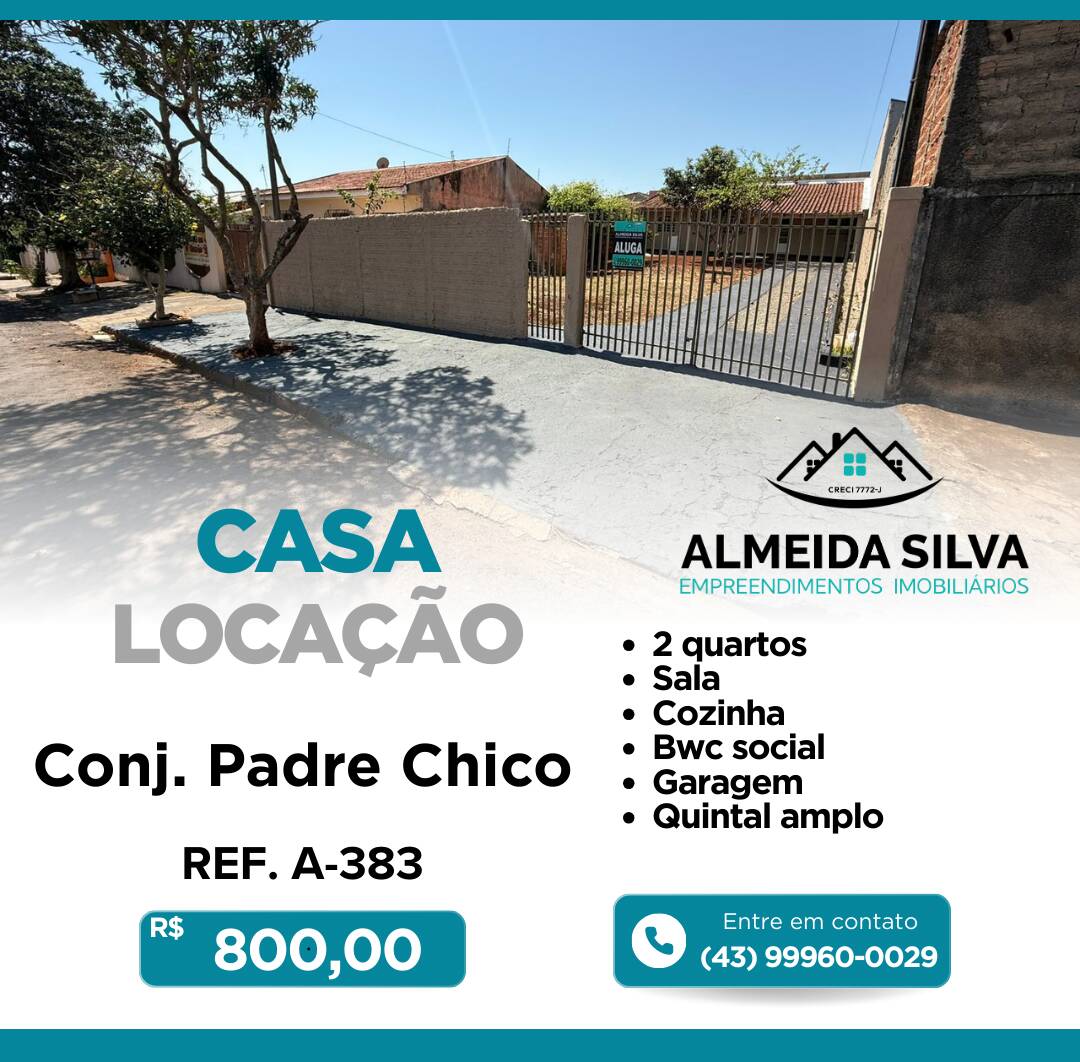 #A-383 - Casa para Locação em Arapongas - PR