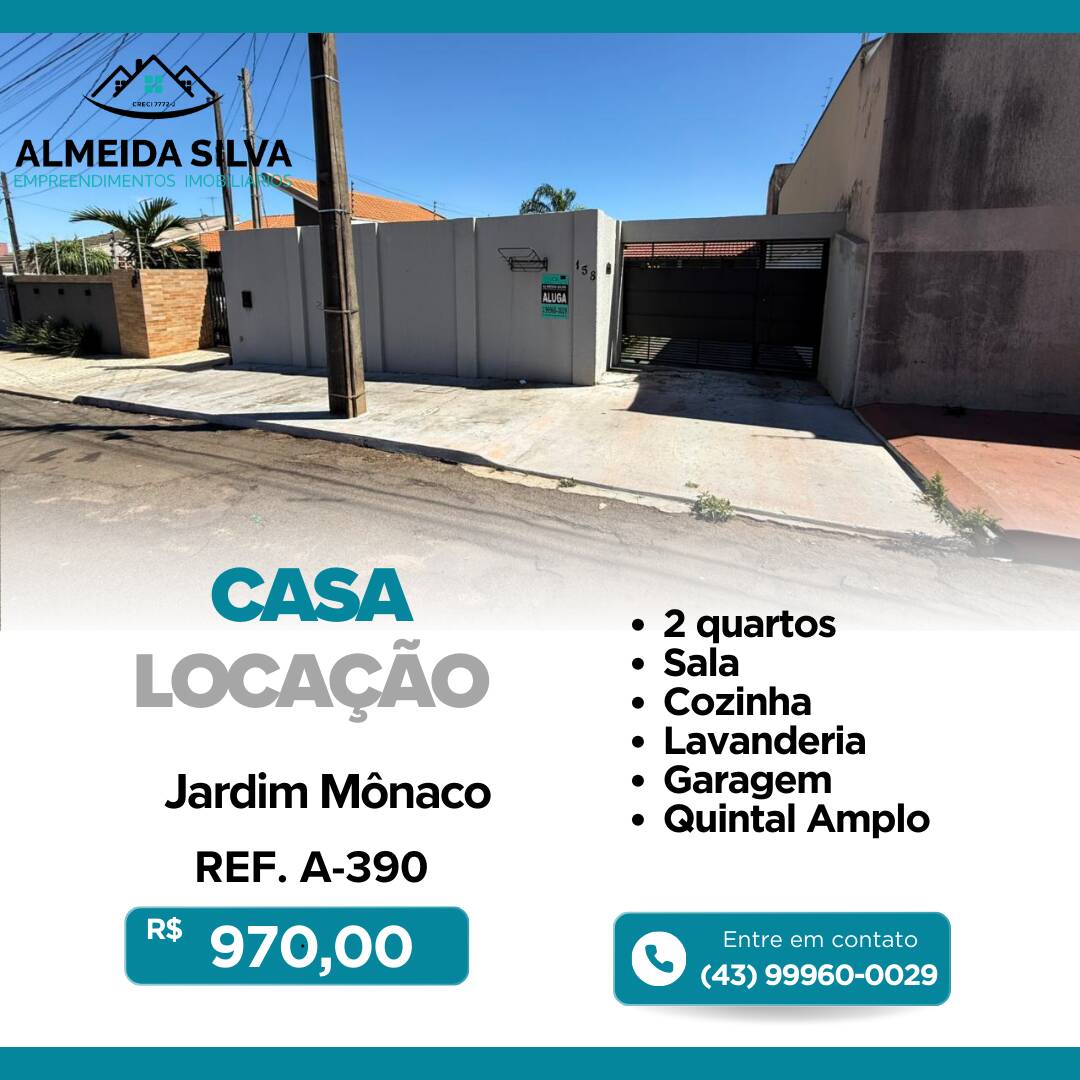 #A-390 - Casa para Locação em Arapongas - PR