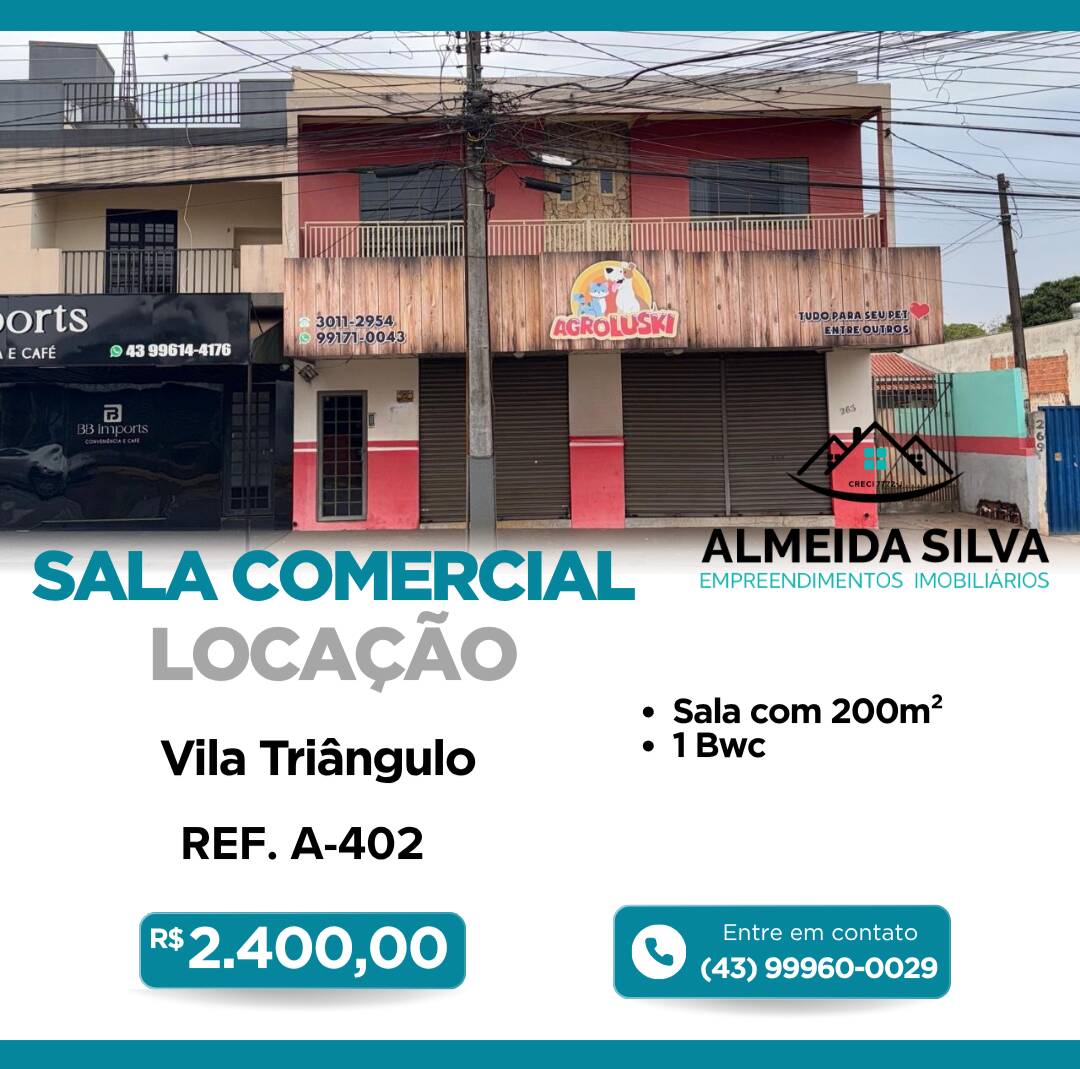 #A-402 - Sala para Locação em Arapongas - PR