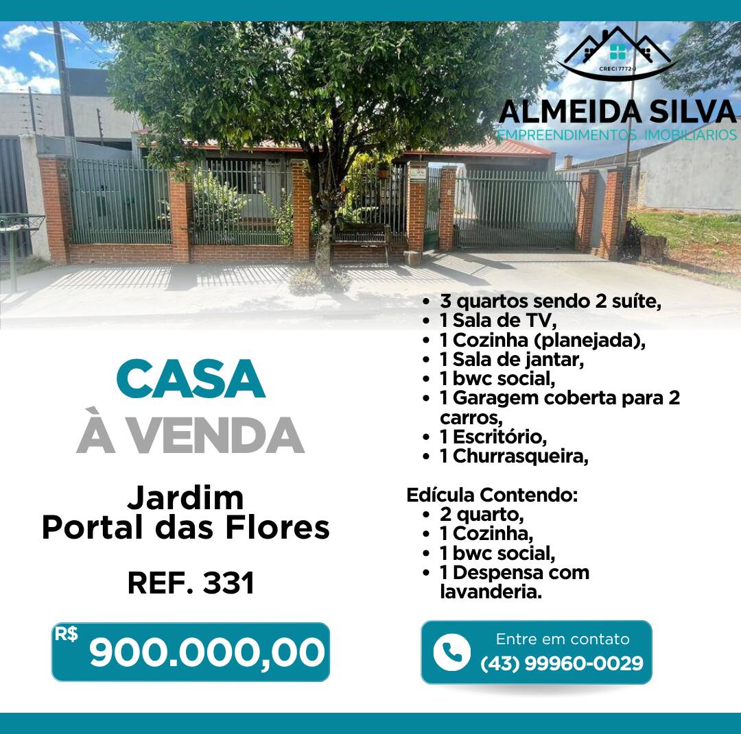 #331 - Casa para Venda em Arapongas - PR