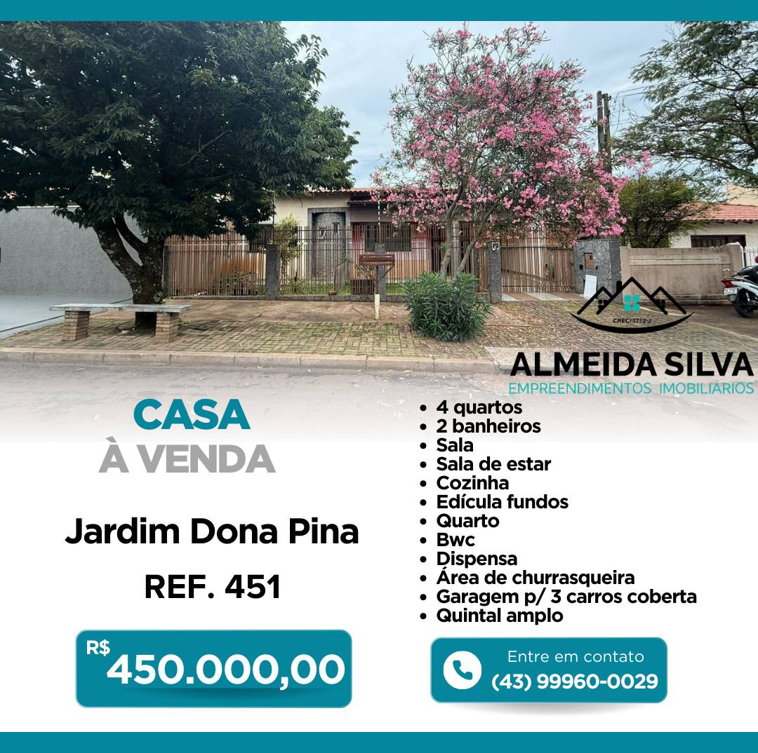 #451 - Casa para Venda em Arapongas - PR