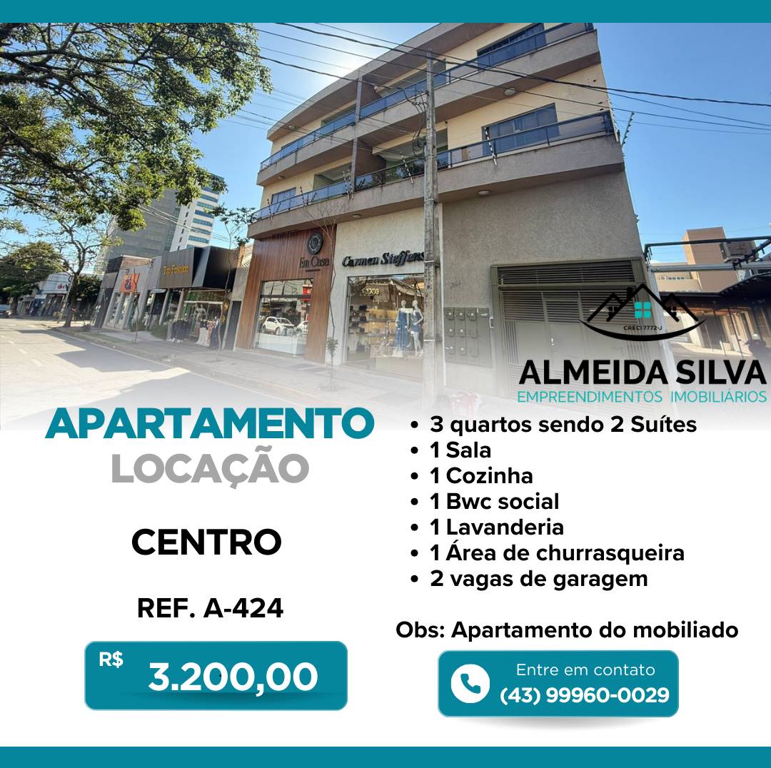 #A-424 - Apartamento para Locação em Arapongas - PR