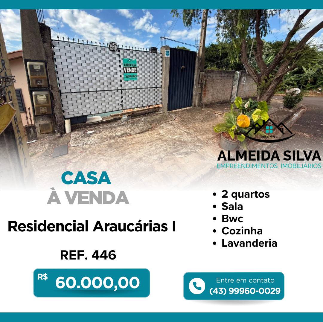 #446 - Casa para Venda em Arapongas - PR