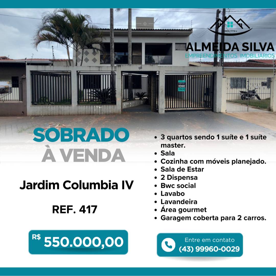 #417 - Casa para Venda em Arapongas - PR