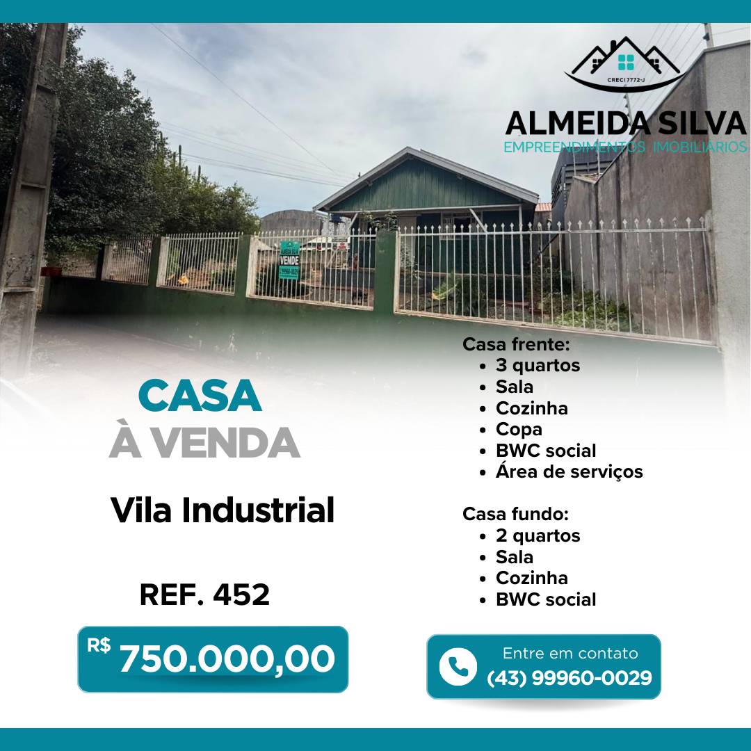 #452 - Casa para Venda em Arapongas - PR