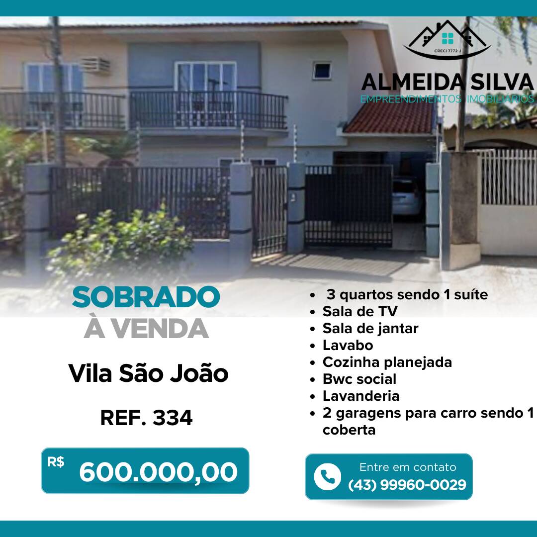 #334 - Sobrado para Venda em Arapongas - PR