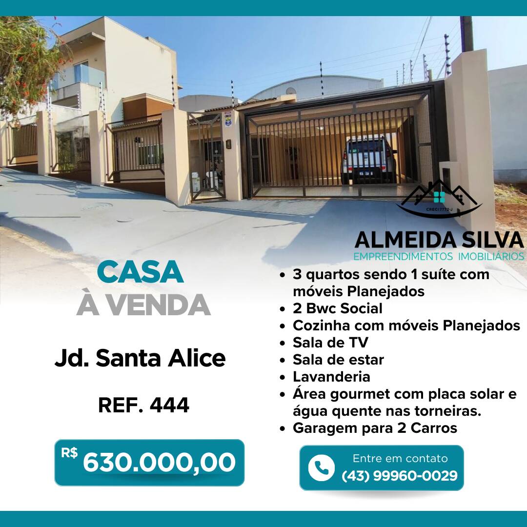#444 - Casa para Venda em Arapongas - PR