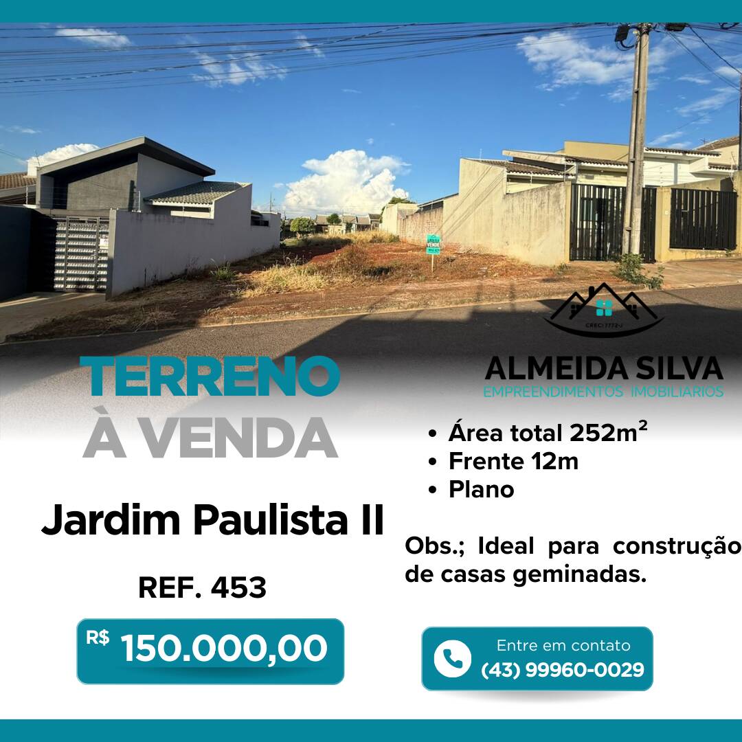 #453 - Terreno para Venda em Arapongas - PR