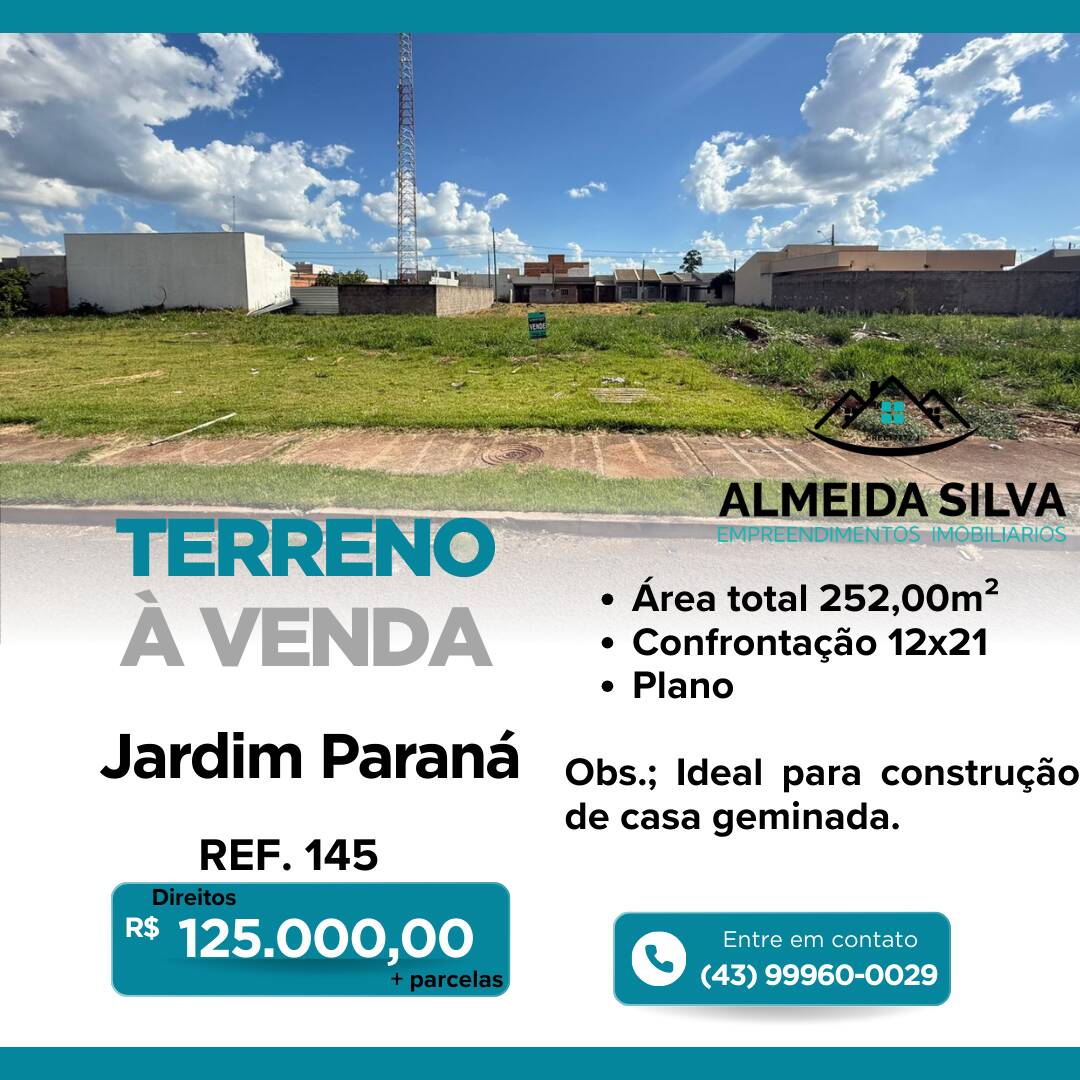 #145 - Terreno para Venda em Arapongas - PR