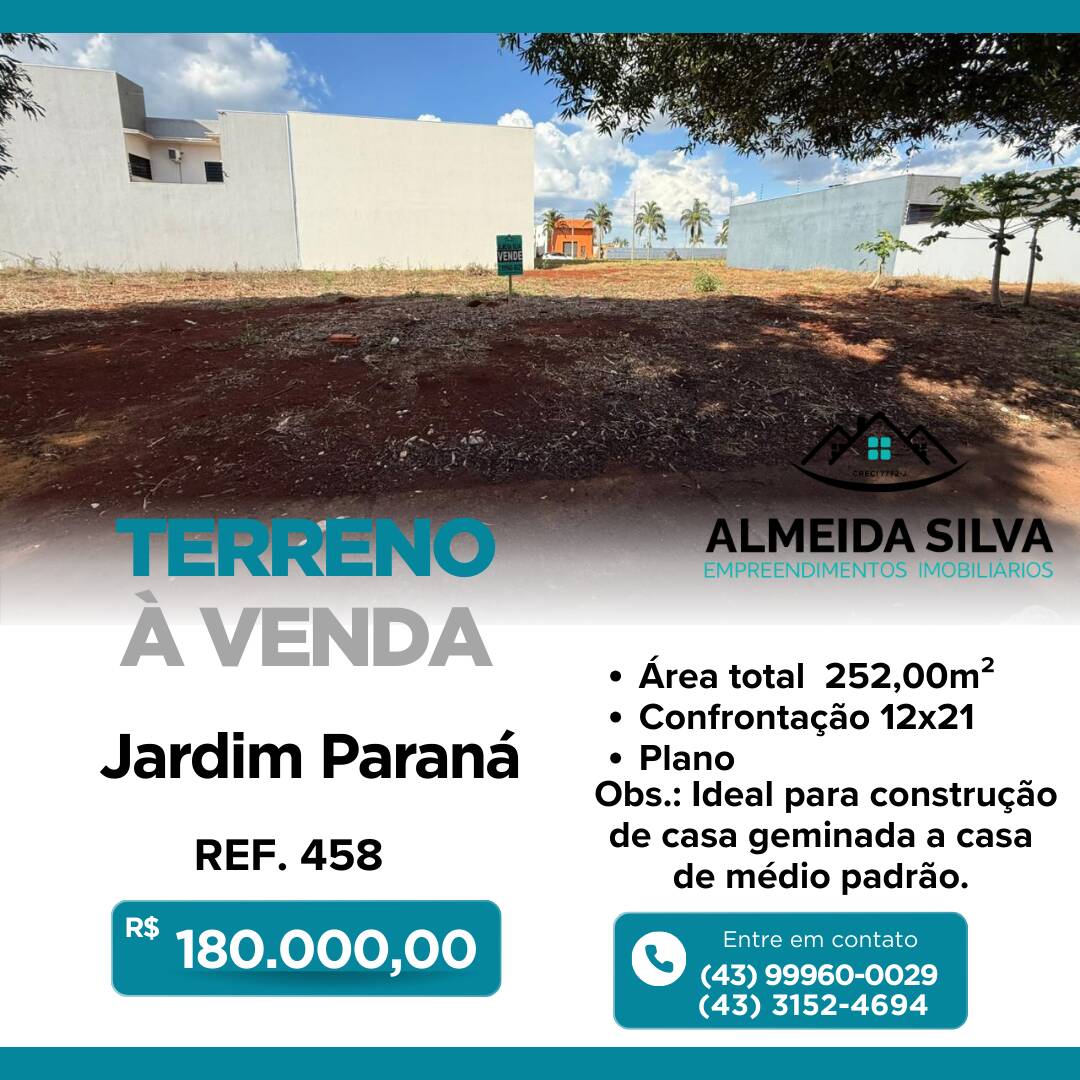#458 - Terreno para Venda em Arapongas - PR