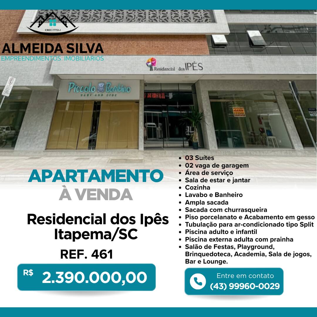 #461 - Apartamento para Venda em Itapema - SC