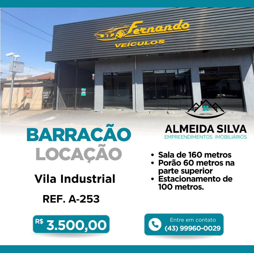 #A-253 - Barracão para Locação em Arapongas - PR
