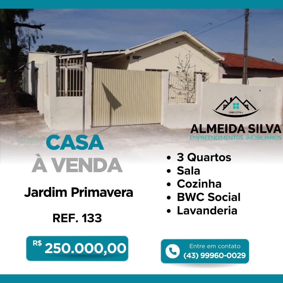 #133 - Casa para Venda em Arapongas - PR