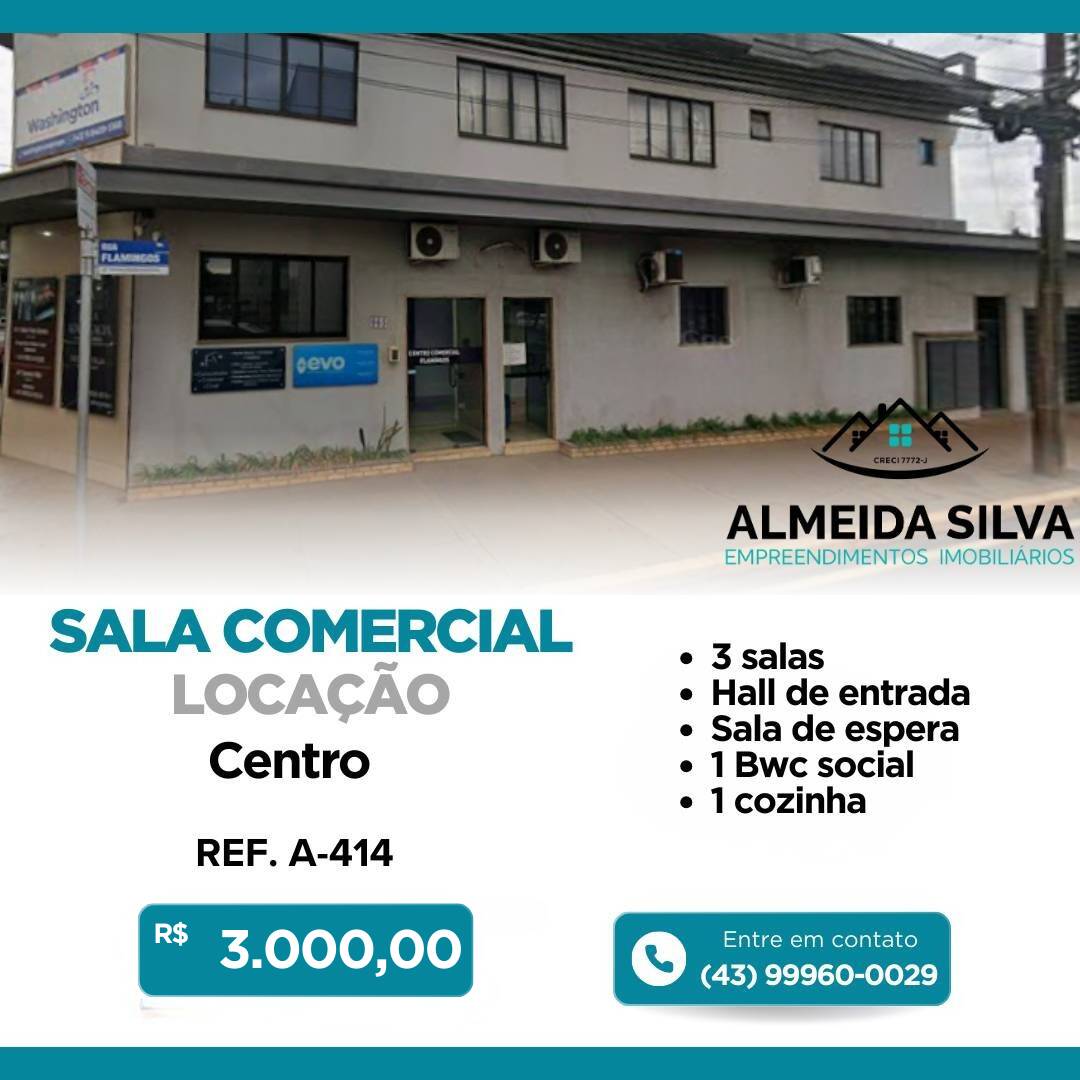 #A-414 - Sala para Locação em Arapongas - PR