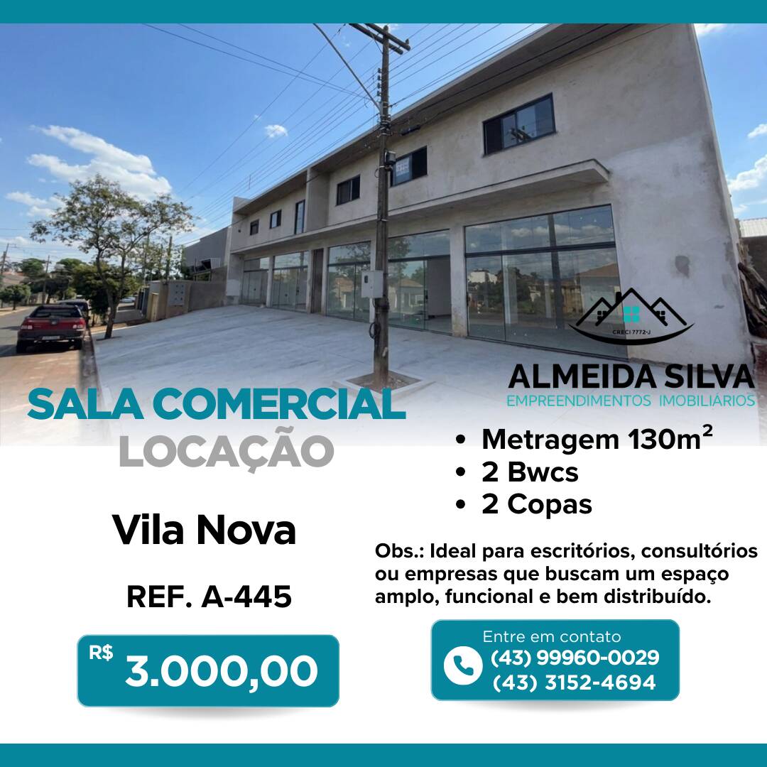 #A-445 - Sala para Locação em Arapongas - PR