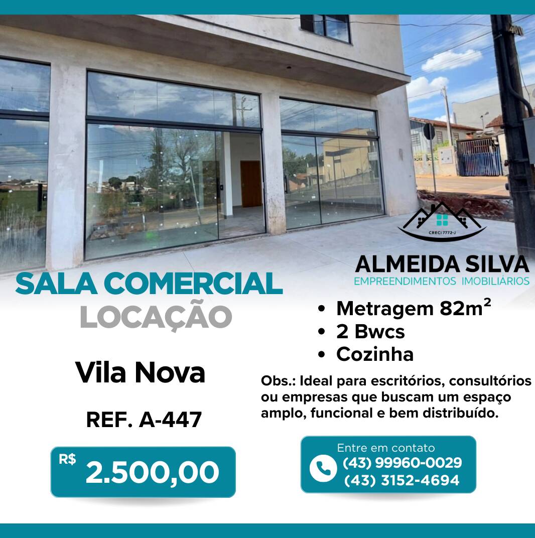 #A-447 - Sala para Locação em Arapongas - PR