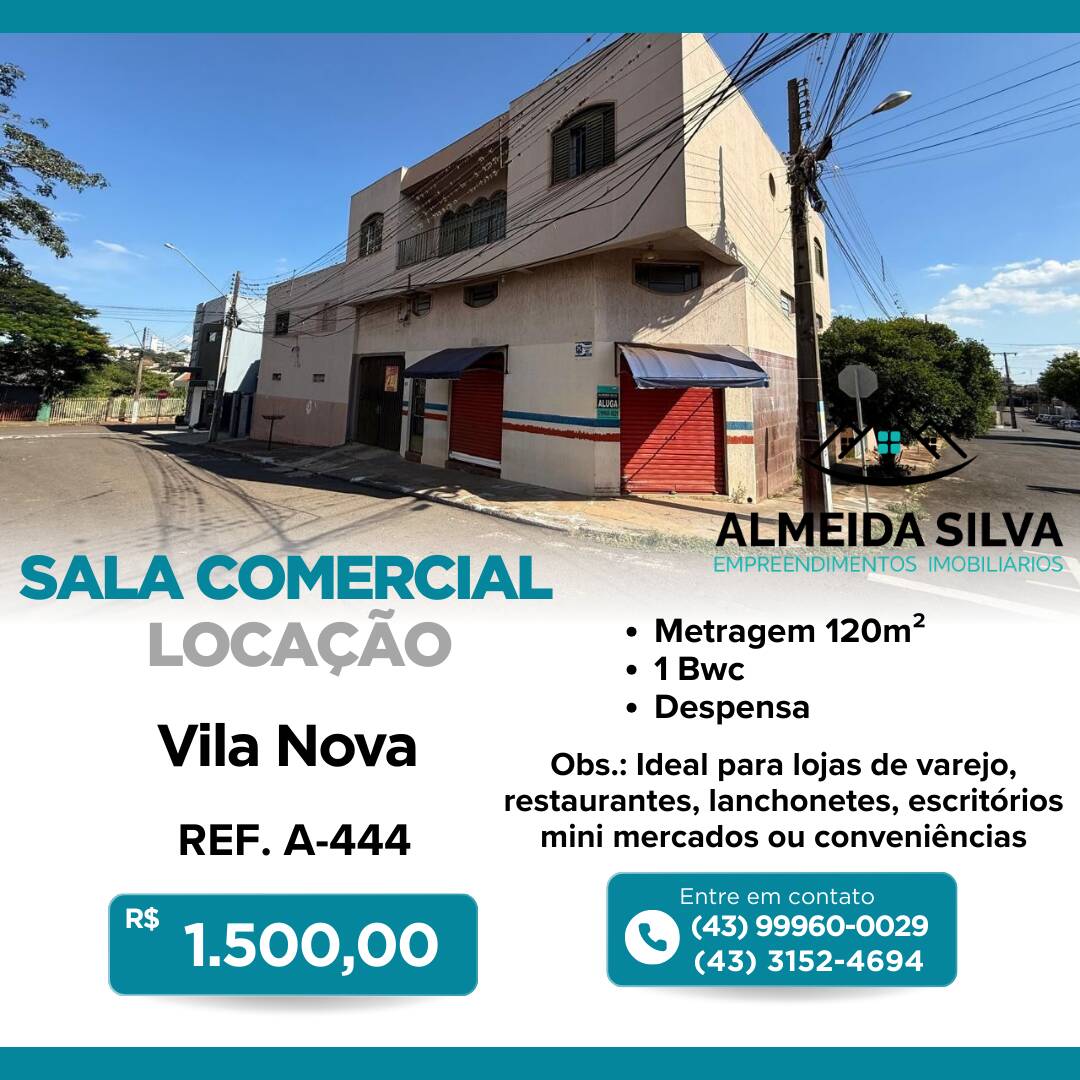 #A-444 - Sala para Locação em Arapongas - PR