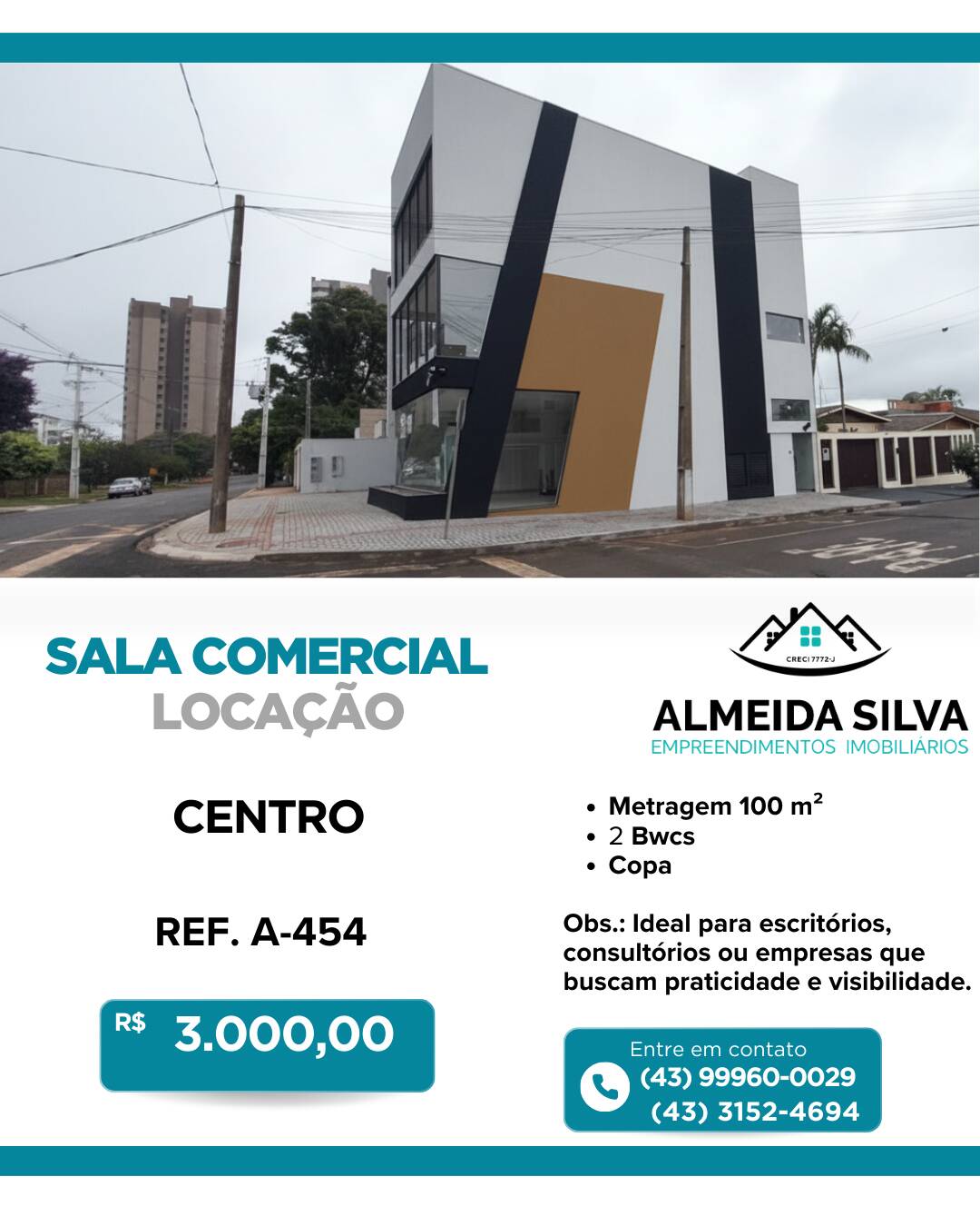 #A-454 - Sala para Locação em Arapongas - PR