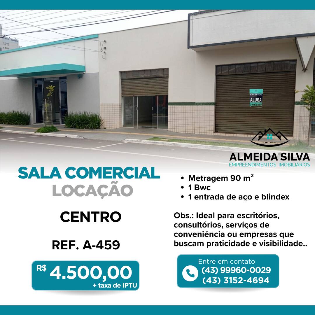 #A-459 - Sala para Locação em Arapongas - PR