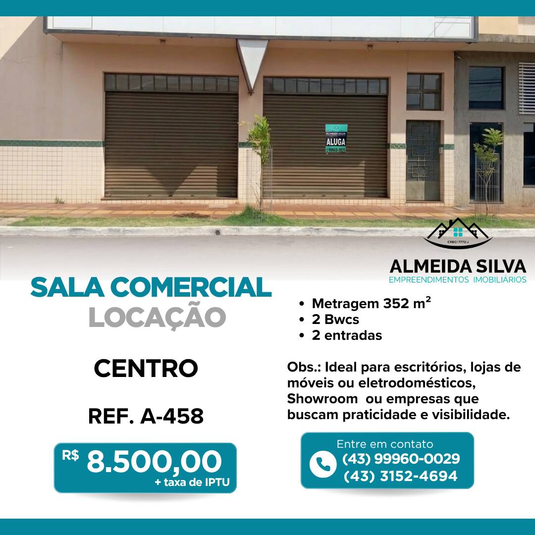 #A-458 - Sala para Locação em Arapongas - PR