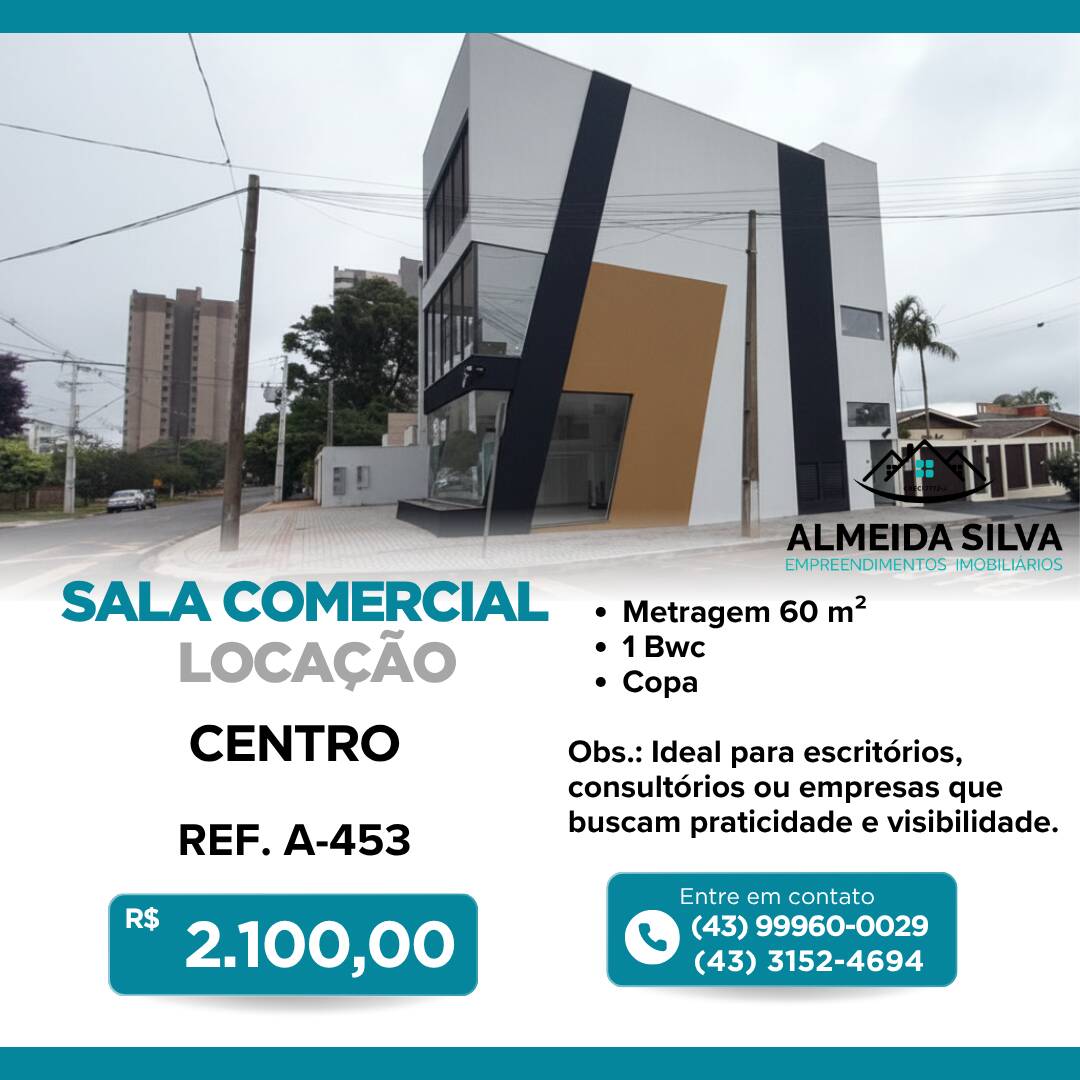 #A-453 - Sala para Locação em Arapongas - PR