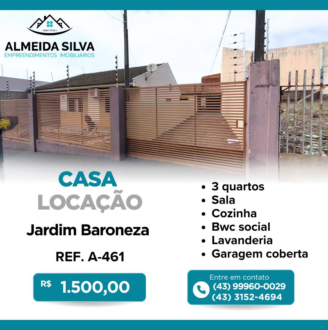 #A-461 - Casa para Locação em Arapongas - PR