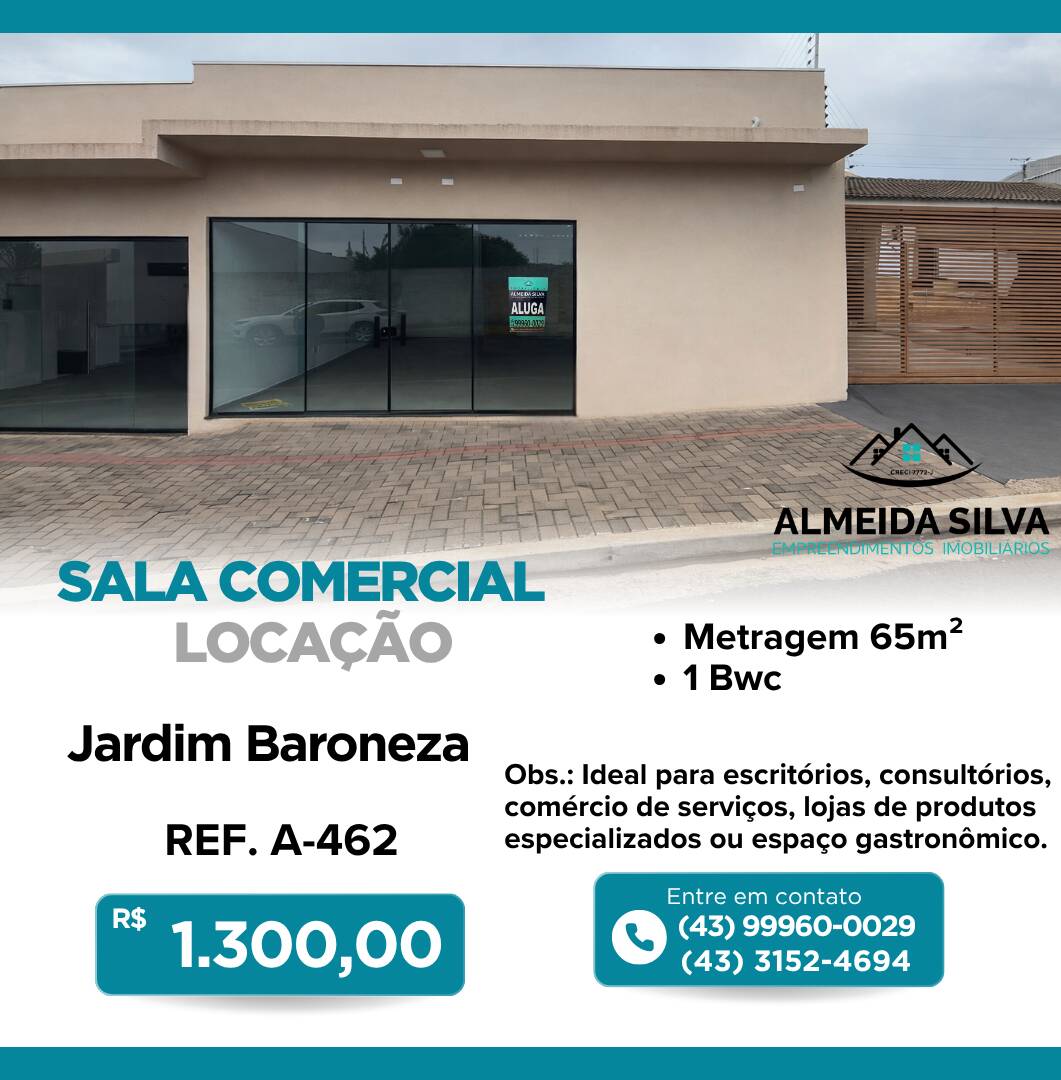 #A-462 - Sala para Locação em Arapongas - PR