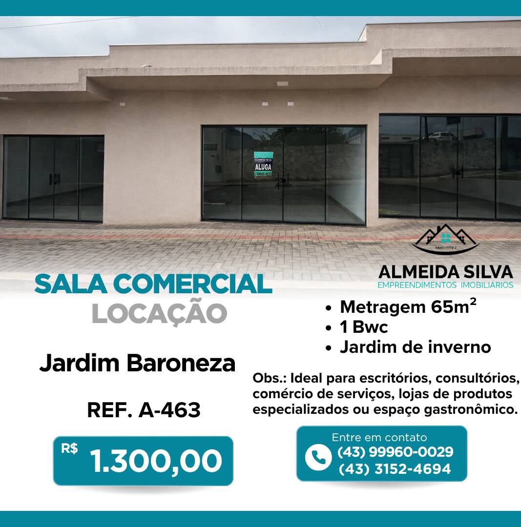 #A-463 - Sala para Locação em Arapongas - PR