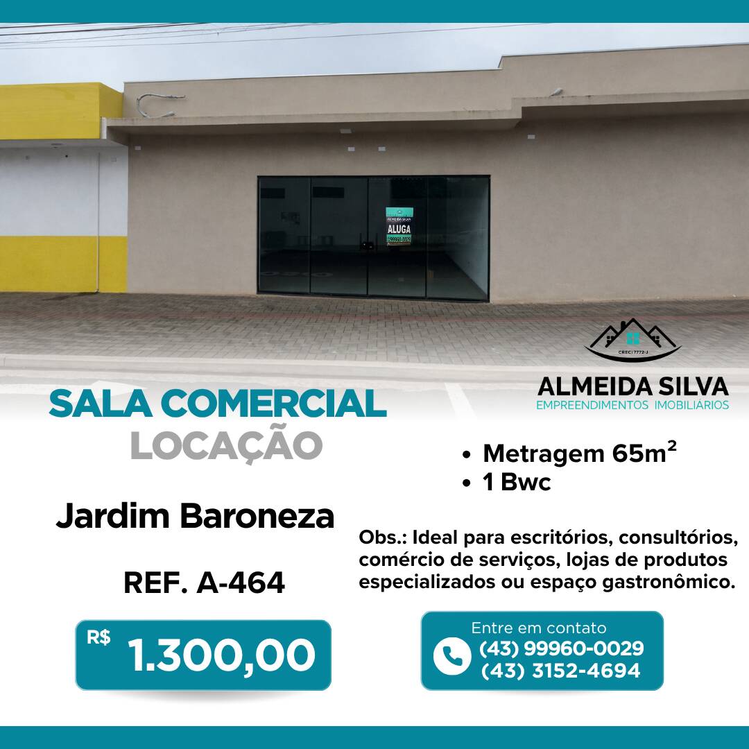 #A-464 - Sala para Locação em Arapongas - PR