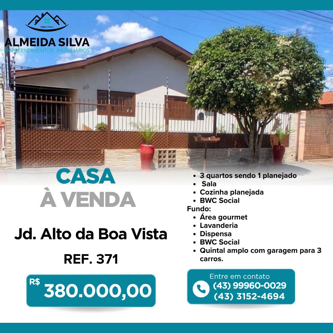 #371 - Casa para Venda em Arapongas - PR