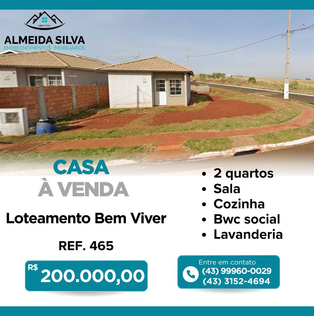 #465 - Casa para Venda em Arapongas - PR