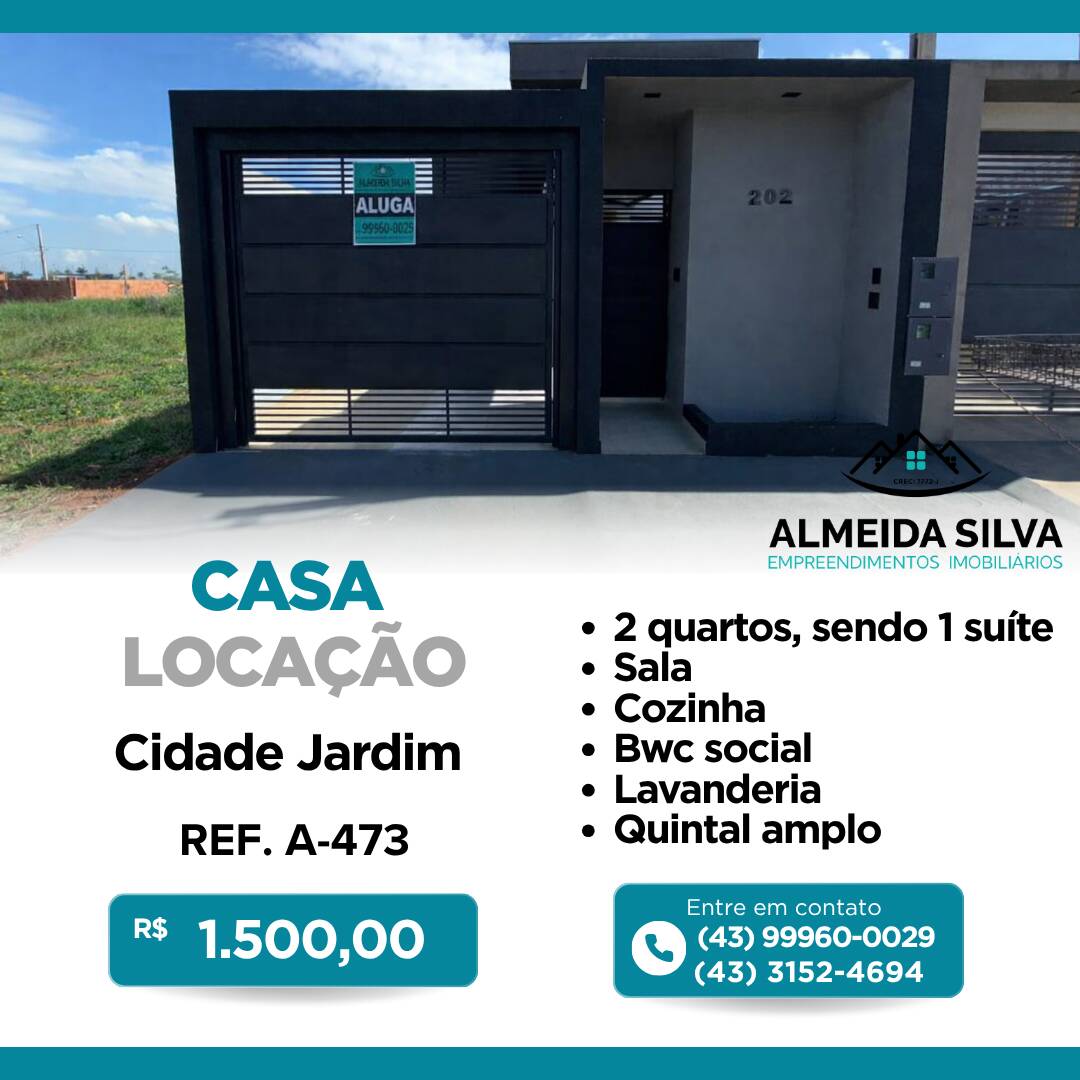 #A-473 - Casa para Locação em Arapongas - PR