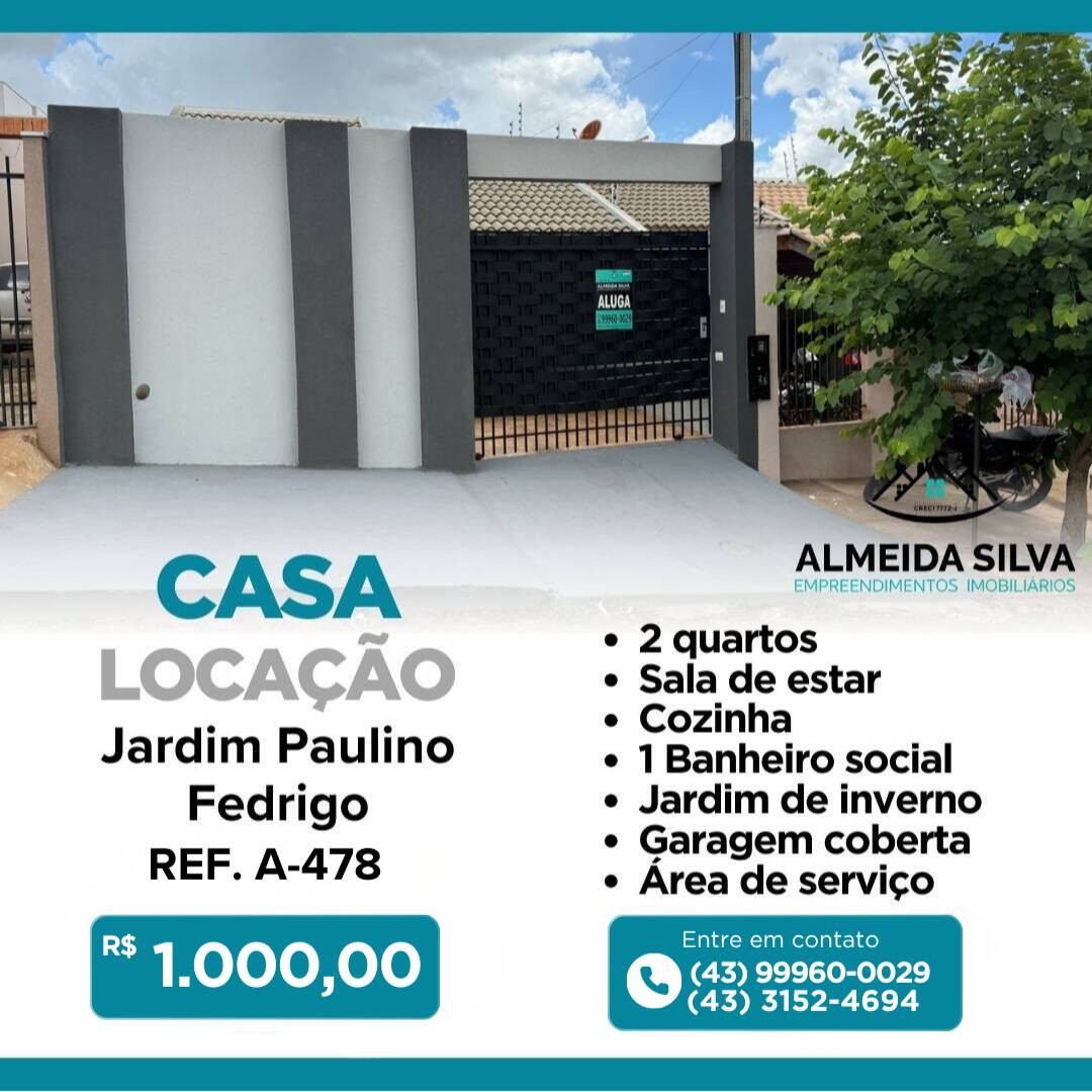 #A-478 - Casa para Locação em Arapongas - PR