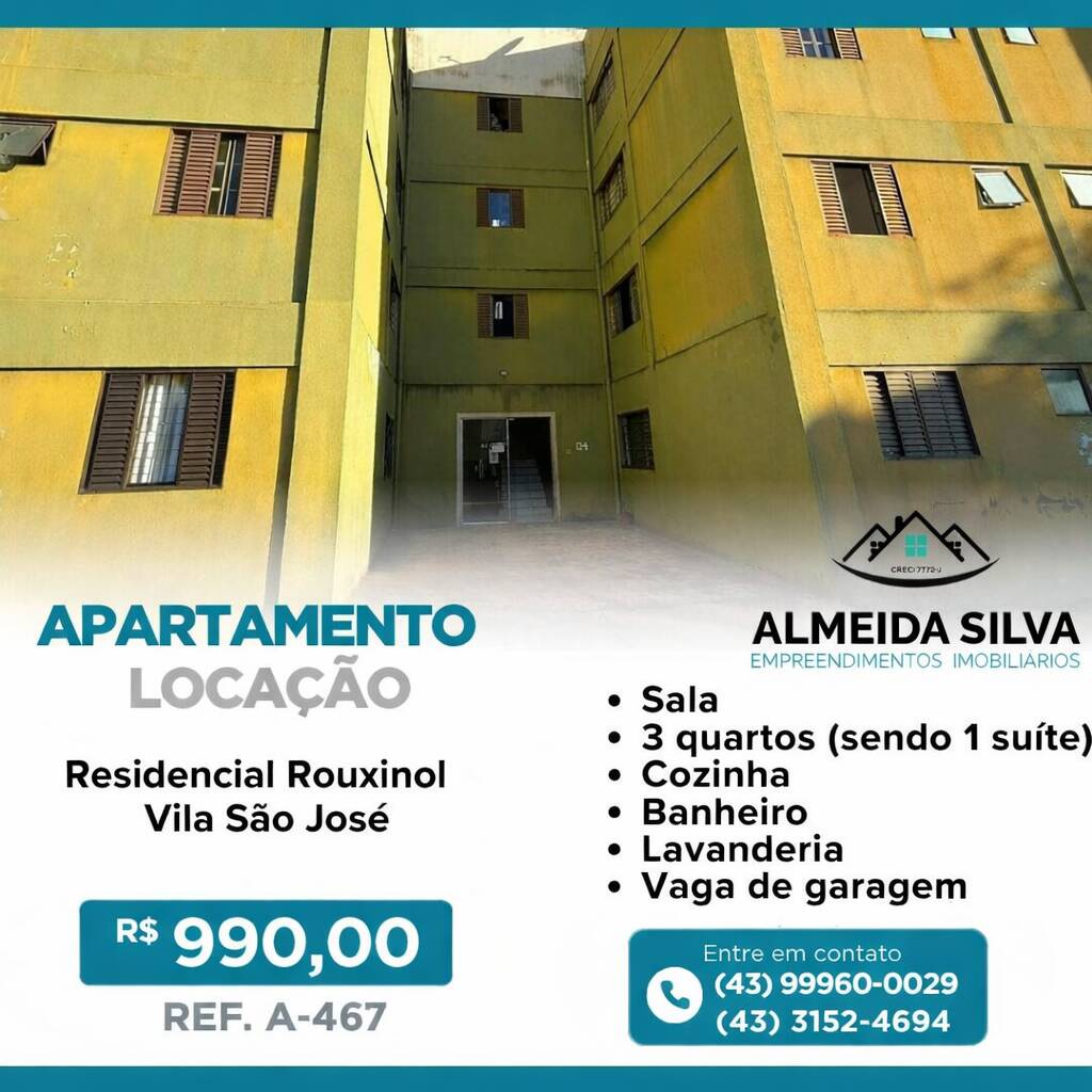 #A-467 - Apartamento para Locação em Arapongas - PR