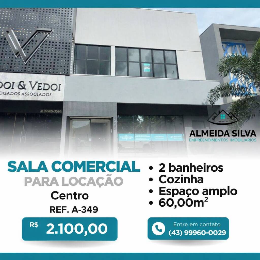 #A-349 - Sala para Locação em Arapongas - PR